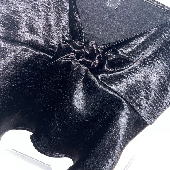 Black Silky Front Tie Tank Top - Picture 2 of 4